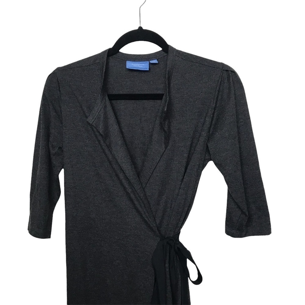 Simply Vera Wang Gray Wrap Dress Medium - Picture 3 of 10